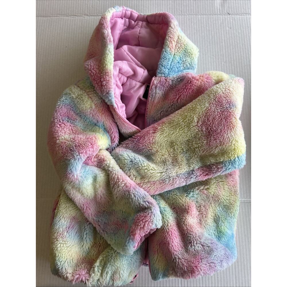 Rothschild Fleece Plush Coat Jacket Size 7 Rainbow Tie Dye Soft